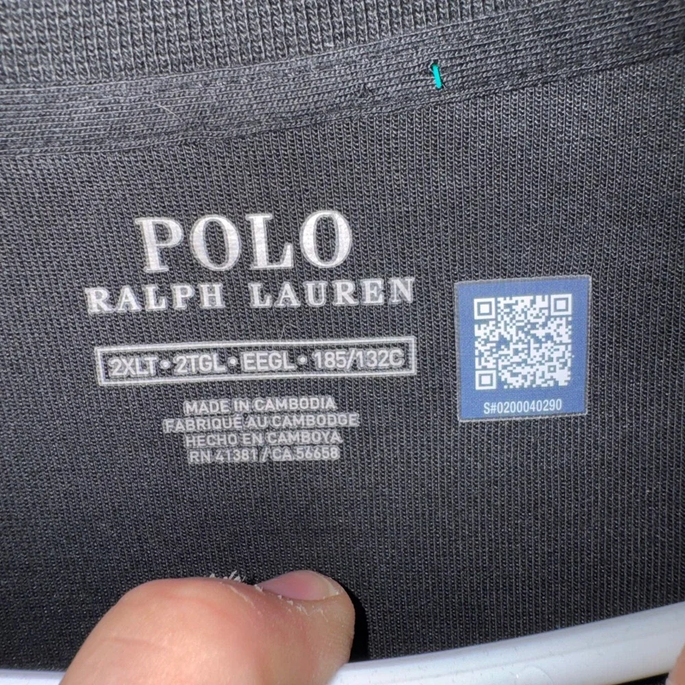 Mens 2XLT Polo Ralph Lauren Pullover Black Excellent Mock Neck Snap Sweatshirt
